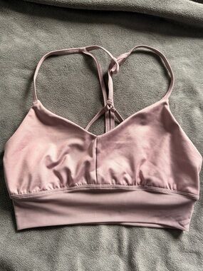 Alo Strappy Light Pink Bralette Sports Bra with Mesh Band medium